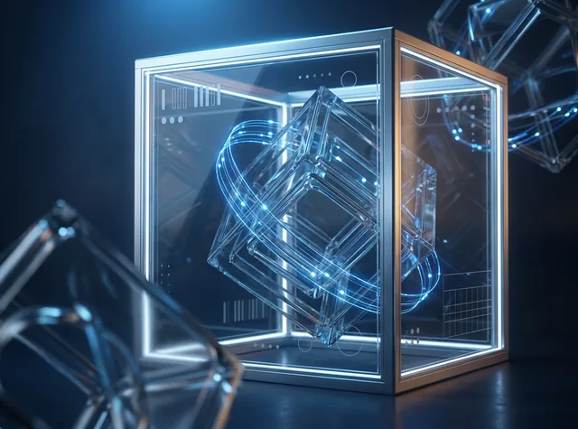 A delicate glass form enclosed by a precise frame of aluminium and glass.
